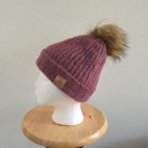 Chaco Beanie with Pom-Pom - Maroon and Brown